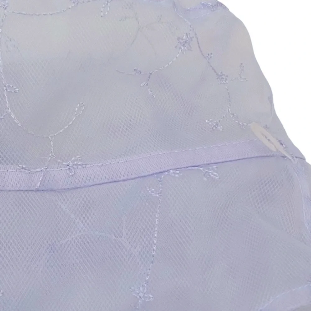 NWT Gymboree Sheer Bucket Hat Lilac Embroidery Sz L-XXL 4-6yrs
